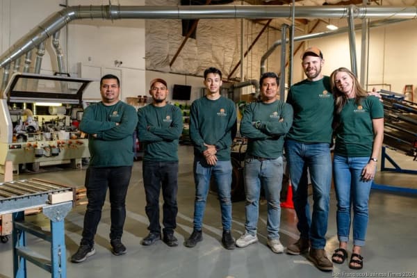 The Revival Millworks team standing together in the Livermore shop